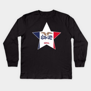 Iowa State Flag Star Kids Long Sleeve T-Shirt